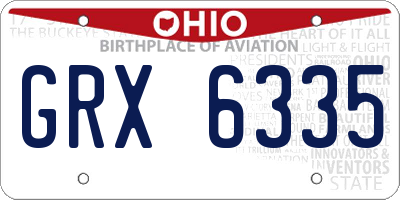 OH license plate GRX6335