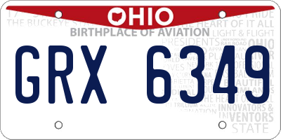 OH license plate GRX6349