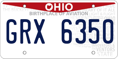 OH license plate GRX6350