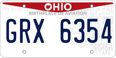 OH license plate GRX6354