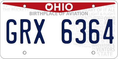 OH license plate GRX6364