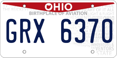 OH license plate GRX6370