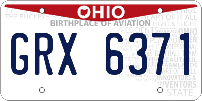 OH license plate GRX6371