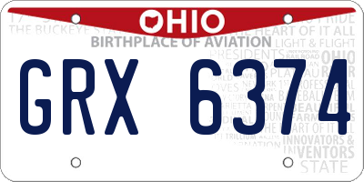 OH license plate GRX6374