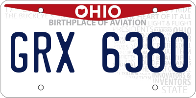 OH license plate GRX6380