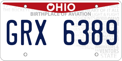 OH license plate GRX6389