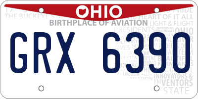 OH license plate GRX6390