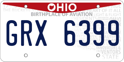 OH license plate GRX6399