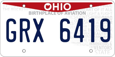 OH license plate GRX6419