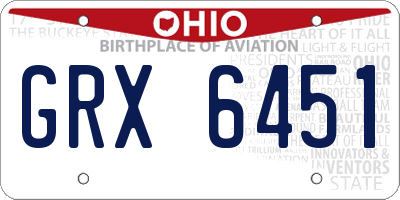 OH license plate GRX6451