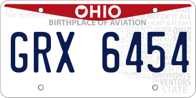 OH license plate GRX6454