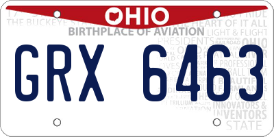 OH license plate GRX6463