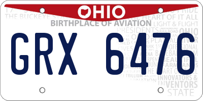 OH license plate GRX6476