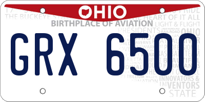 OH license plate GRX6500