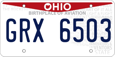 OH license plate GRX6503