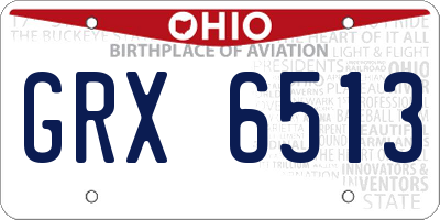 OH license plate GRX6513