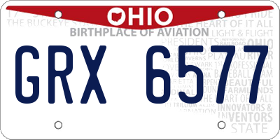 OH license plate GRX6577