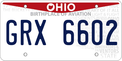 OH license plate GRX6602