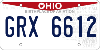 OH license plate GRX6612