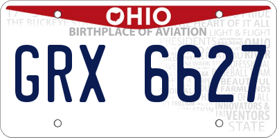OH license plate GRX6627