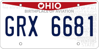 OH license plate GRX6681