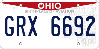 OH license plate GRX6692