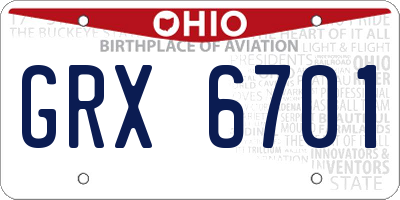 OH license plate GRX6701