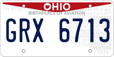 OH license plate GRX6713