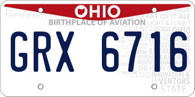 OH license plate GRX6716