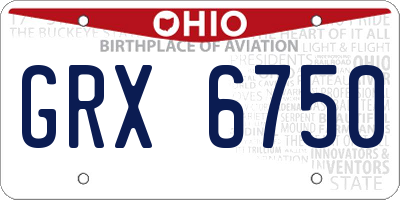 OH license plate GRX6750