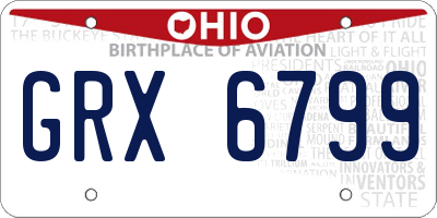 OH license plate GRX6799