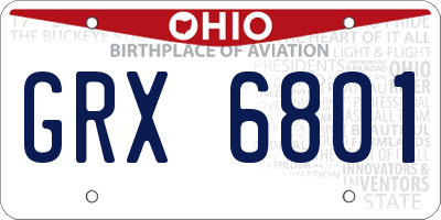 OH license plate GRX6801