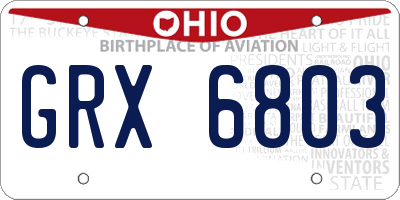 OH license plate GRX6803