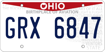 OH license plate GRX6847