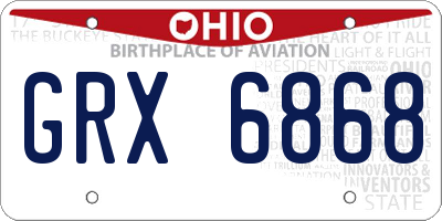OH license plate GRX6868