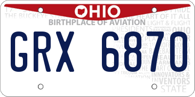 OH license plate GRX6870