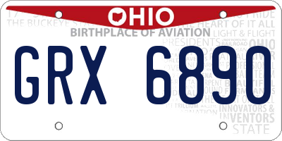 OH license plate GRX6890