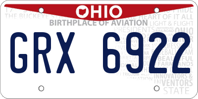 OH license plate GRX6922