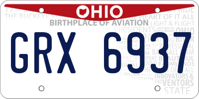 OH license plate GRX6937