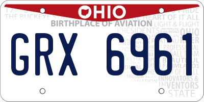 OH license plate GRX6961