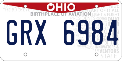 OH license plate GRX6984