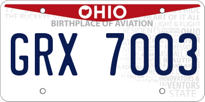 OH license plate GRX7003