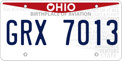 OH license plate GRX7013