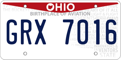 OH license plate GRX7016