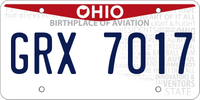 OH license plate GRX7017