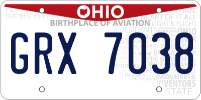 OH license plate GRX7038
