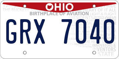 OH license plate GRX7040