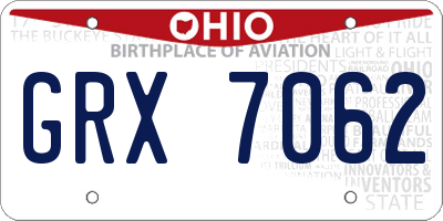 OH license plate GRX7062