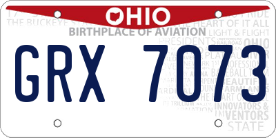 OH license plate GRX7073