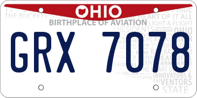 OH license plate GRX7078